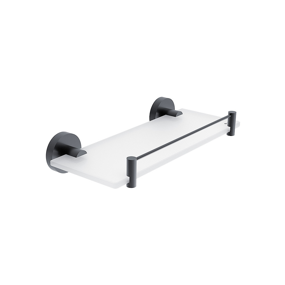 Sklenená polica s držiakmi a ohradou NIMCO UNIX BLACK 300 mm